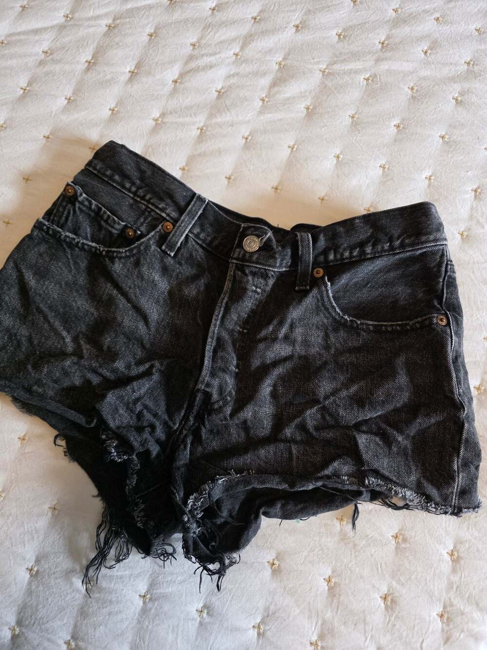 Levi's 501 Original Button Fly Cut-Off Denim Shorts in Black